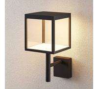 Lucande LED wall light Cube, anthracite, glass, 37cm, IP54