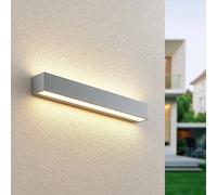 Lucande Lengo 50 cm silver LED outdoor wall lamp, up/down, 3,000 K