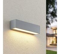 Lucande Lengo LED outdoor wall lamp, 25 cm, silver, downlight, 3,000 K