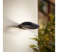 Lucande LOOP LED outdoor wall light, black, IP44, metal
