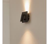Lucande Magya LED wall light, black, 2-bulb, angular