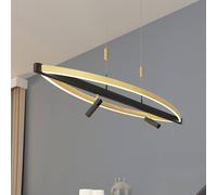 Lucande Matwei LED hanging lamp, oval, brass