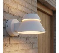 Lucande Moena LED outdoor wall light, light grey, metal, IP44