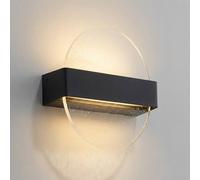 Lucande Narkelo LED wall lamp, black/clear, CCT, IP44