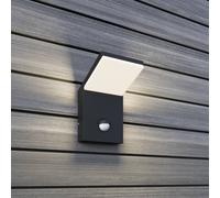 Outdoor Wall Light 'Nevio' with Motion Detector (Modern) in Silver Made of Aluminium (1 Light Source,) from Lucande | Wall lamp for Exterior/Interior Walls, House, Terrace und Balcony