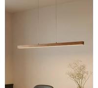 Lucande Nihalo LED pendant light, wood, 122 cm, dimmable, CCT