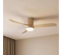 Lucande Novri LED ceiling fan, beige, Ø 132 cm, CCT