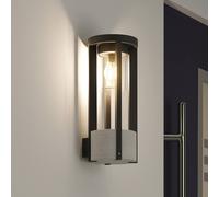 Lucande Overa outdoor wall lamp, grey, metal, 42 cm, IP44, E27
