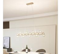 Lucande pendant light Naelen, gold/amber, 125 cm, glass, G9