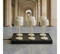 Lucande Quill LED table lamp, beige, set of 6, charging station