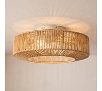Lucande Raveni ceiling fan with light, Ø 50 cm, hemp cord
