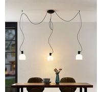 Lucande Serina hanging lamp, 3-bulb, glass white