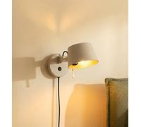Lucande Silka wall light, 14 cm, beige, flexible, plug