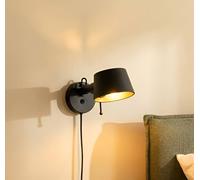 Lucande Silka wall light, 14 cm, black, flexible, plug