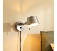 Lucande Silka wall light, 14 cm, nickel, flexible, plug