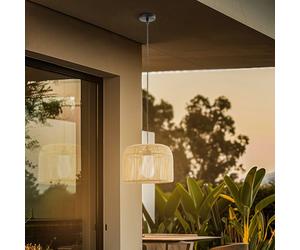 Lucande Solvindor outdoor hanging light, khaki, plastic, IP44