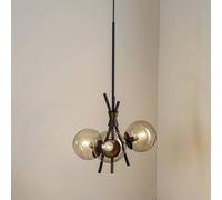 Lucande Sotiana hanging light, 3-bulb, round, black