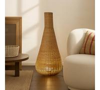 Lucande Takeo floor lamp, rattan, height 115 cm, E27