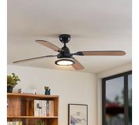 Lucande Tedric LED ceiling fan, black, quiet, 133 cm