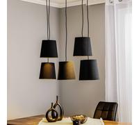 Lucande Thamila hanging light, black, oak