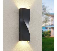 Lucande LED Outdoor Wall Light Tibelya (Modern) in Black Made of Aluminium (1 Light Source,) from wall lamp for Exterior/Interior Walls, House Terrace und Balcony