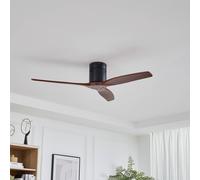 Lucande Vindur ceiling fan, black, wood, DC, quiet