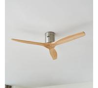 Lucande ceiling fan Vindur, nickel, wood, DC, quiet