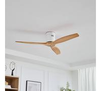 Lucande Vindur ceiling fan, white, wood, DC, quiet