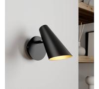 Lucande wall light Wibke, height 24 cm, black, gold, metal