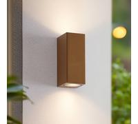 Lucande Xava outdoor wall light, up/down, brown, 2-bulb, GU10