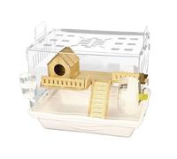 Lucaqina Hamster Habitat Hamster Cage Gerbil C-age Pet Observation Transparent Cage With Litter Area, Wooden Ramp, Platforms, Hut, Exercise Wheel For Small Animal Easy Assembly Breathable Gerbils Home