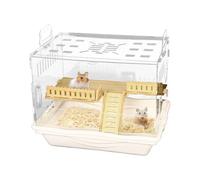 Lucaqina Hamster Habitat Hamster Cage Gerbil C-age Pet Observation Transparent Cage With Litter Area, Wooden Ramp, Platforms, Hut, Exercise Wheel For Small Animal Easy Assembly Breathable Gerbils Home