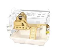 Lucaqina Hamster Habitat Hamster Cage Gerbil C-age Pet Observation Transparent Cage With Litter Area, Wooden Ramp, Platforms, Hut, Exercise Wheel For Small Animal Easy Assembly Breathable Gerbils Home