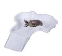 Lucaqina Reptile Water Bowl With Integrated Ladder, Turtle Bathing Pool For Amphibians, Sturdy Ceramic Feeder Dish For Bearded Dragon Tank, Provides Safe Basking And Hydration Spot For Gecko