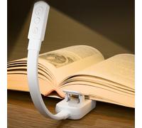 Lucarni Book Light,Rechargeable Reading Lights for Books in Bed,AAA Battery Clip-On Led Reading Light with 3 Colors & Stepless Dimming,Portable and Ultra-Lightweight with Long Runtime(White)