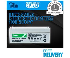 LUCAS 12V 2.3AH (2.1AH) REPLACEMENT, BURGLAR ALARM BATTERY