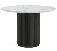 Lucas Black 4 Seater Round Fluted Dining Table with White Marble Top