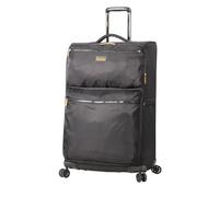 Lucas Designer Luggage Collection - Expandable 24 Inch Softside Bag - Durable Mid-Sized Ultra Lightweight Checked Suitcase with 8-Rolling Spinner Wheels (Black)