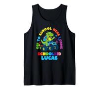 Lucas Schoolchild Personalized Back to School Dino Truck Tank Top