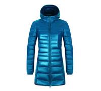 LucaSng Women's Long Down Jacket Ladies Jacket Lightweight Warm Hooded Puffer Jacket Windproof Insulated Coat Womens Winter Long Quilted Padded Slim Fit Outerwear (Peacock Blue with hat, 5XL)