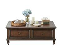 LUCBEI Mobile Side Table Classic Wood Coffee Table with Drawer, 49.6" Rectangle Rustic Coffee Table in Black Walnut, Retro Cocktail Table Coffee Table for Livingroom/Office Sofa End Table