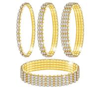 LucBuy 4PCS Twinkle Diamond Anklet, Elastic Bling Shining Rhinestones Foot Jewelry Bracelet Bridal Summer Jewelry (A6)