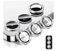 LucBuy Bling Camera Lens Protector for Samsung Galaxy A06, Tempered Glass Camera Cover Film Stickers, Glitter Automatic-Alignment Individual Metal Ring Screen Protector