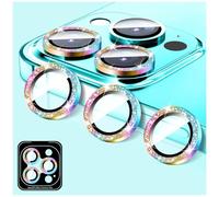 LucBuy Camera Lens Protector Compatible for iPhone 12 Pro, Glitter 9H Tempered Glass Camera Cover Film Stickers, Automatic-Alignment Individual Metal Rings Shiny Phone Accessories
