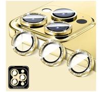 LucBuy Camera Lens Protector Compatible for iPhone 12 Pro, Glitter 9H Tempered Glass Camera Cover Film Stickers, Automatic-Alignment Individual Metal Rings Shiny Phone Accessories