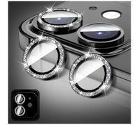 LucBuy Camera Lens Protector Compatible for iPhone 14/14 Plus, Glitter 9H Tempered Glass Camera Cover Film Stickers, Automatic-Alignment Individual Metal Rings Shiny Phone Accessories