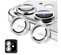 LucBuy Camera Lens Protector Compatible for iPhone 16e, Diamond Tempered Glass Screen Cover Camera Lens Film Stickers, Individual Auto-Align Metal Rings Phone Decorations - Silver