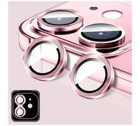 LucBuy Camera Lens Protector Compatible for iPhone 17 Pro/17 Pro Max, Tempered Glass Camera Cover Screen Protector, HD Phone Accessories, Automatic-Alignment Metal Independent Rings (Pink)