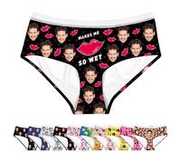 LucBuy Custom Bikini Brief with Photo Text, Personalized Underwear for Women, Funny Knickers Wife Husband Face Picture Underpants, Novelty Panties Valentine's Day Birthday Gifts (A55)