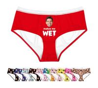 LucBuy Custom Bikini Brief with Photo Text, Personalized Underwear for Women, Funny Knickers Wife Husband Face Picture Underpants, Novelty Panties Valentine's Day Birthday Gifts (A26)